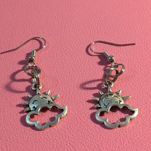 Silver Sun and Cloud Earrings